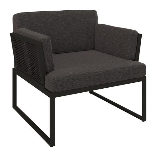 Amatio Gartensessel , Anthrazit, Schwarz , Metall, Textil , Füllung: Schaumstoff , U-Form , 83x76x83 cm , Gartenmöbel, Gartenstühle, Gartenstühle