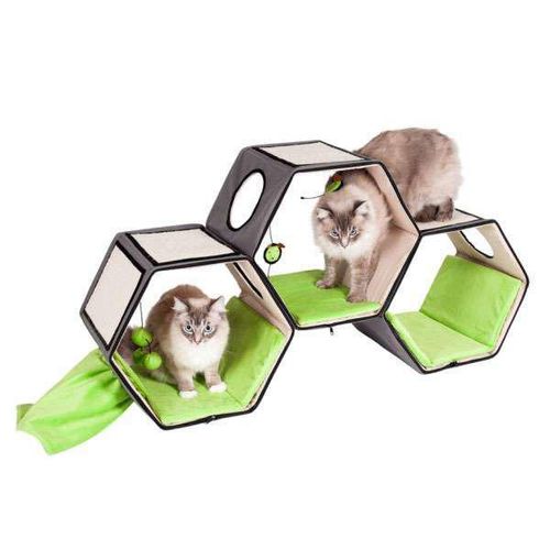 Karlie - Kratzmöbel Hexagone Lounge Grün-Grau, 118,5X35X61,5Cm, 1030639