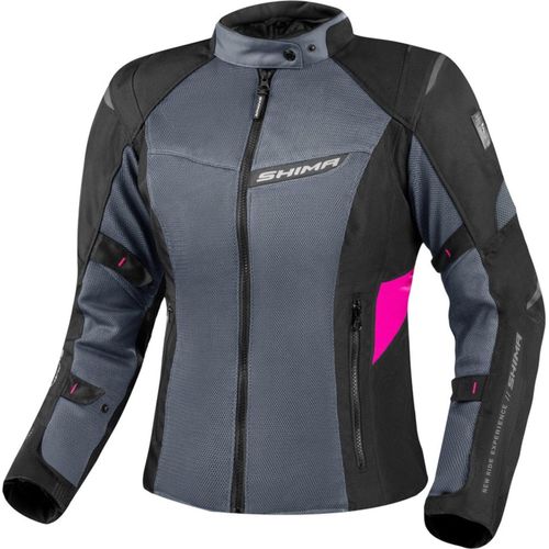 SHIMA Rush 2.0 Vented wasserdichte Damen Motorrad Textiljacke, schwarz/grau/pink, M