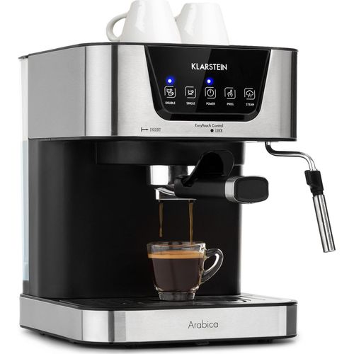 Klarstein 1,5 L Siebträgermaschine für 2 Tasse Kaffee, Mini Espressomaschine mit Milchschäumer, 15 Bar Siebträger Kaffeemaschine Klein, Gute Espresso Kaffeemaschine, Edelstahl-Espressomaschinen 1050 W