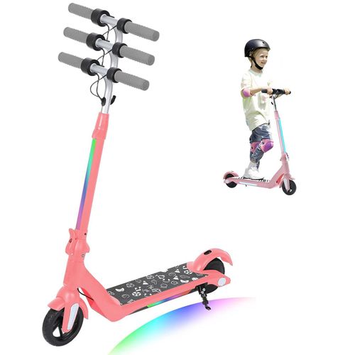 Elektroscooter Kinder mit LED Digitalanzeige, klappbar elektro Cityroller Für Kinder und Jugend, Höhenverstellbar E Roller, 15km/h E Scooter Rosa