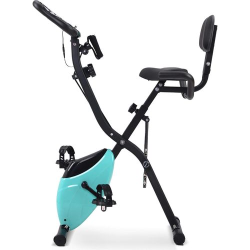 X-Bike magnetische faltbares Fitnessfahrrad Heimtrainer für Cardio Workout Indoor Cycling mit Traningscomputur und Expanderbänder Blau