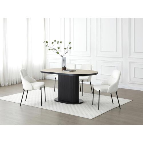 Esstisch - 6 Personen - MDF - Holzfarben & Schwarz - CALIENO