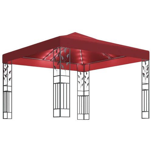 Pavillon mit LED-Lichterkette 3x3 m Weinrot