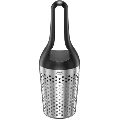 Salatschleuder RÖSLE, schwarz (edelstahlfarben, schwarz), H:22cm Ø:8cm, Edelstahl 18/10, Kunststoff, Salatschleudern, Kräuterdusche mit Wiegemesser, Kräutermesser, spülmaschinengeeignet