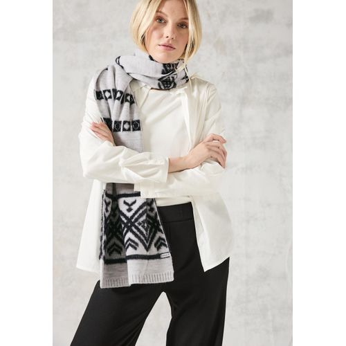 Schal CECIL, Damen, Gr. One size, grau (smooth silber melange), Feinstrick, 72% Polyacryl, 28% Polyamid, gemustert, casual, Modetücher, aus softem Materialmix
