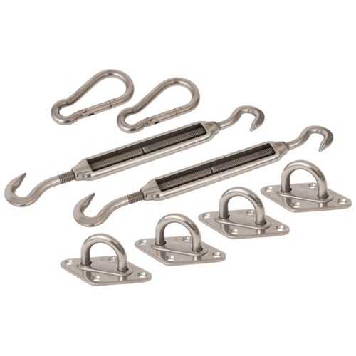 Seilspanngarnitur WINDHAGER, silber (silberfarben), Edelstahl, Gardinenbefestigungen, Zubehör-Set zur Befestigung von Sonnensegeln