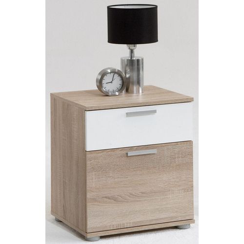 Nachtkommode FMD, weiß (struktureichefarben hell, weiß), B:45cm H:53cm T:38cm, Sideboards, Nachttisch