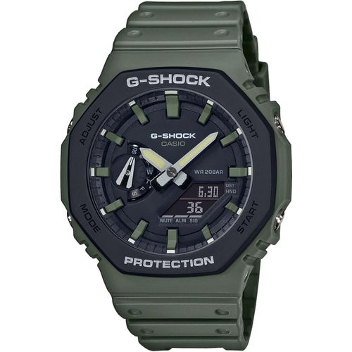 Chronograph CASIO G-SHOCK, grün (olivgrün, schwarz), Armbanduhren, Herren, Quarzuhr, Armbanduhr,Herrenuhr,digital, bis 20bar wasserd.Resinarmband