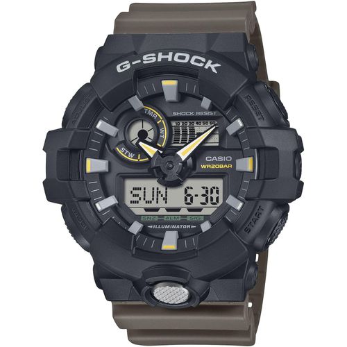 Chronograph CASIO G-SHOCK, grün (taupe, schwarz), Armbanduhren, Herren, Quarzuhr,Armbanduhr,Herrenuhr, digital,Resinband,bis 20bar wasserdicht