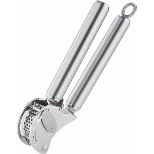 Knoblauchschneider RÖSLE, silber (edelstahlfarben), Edelstahl 18/10, Küchenpressen, Knoblauchpresse mit Abstreifer, flexibles Sieb, spülmaschinengeeignet