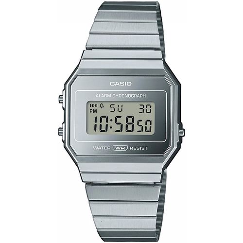 Chronograph CASIO VINTAGE, silber (edelstahlfarben), Armbanduhren, Damen, Quarzuhr, Armbanduhr,Damenuhr,Herrenuhr,Digitaluhr, Edelstahlarmband