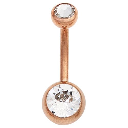 Bauchnabelpiercing JOBO, rosa (roségoldfarben), Piercings, Damen, Edelstahl, Edelstahl roségoldfarben mit Kristallsteinen