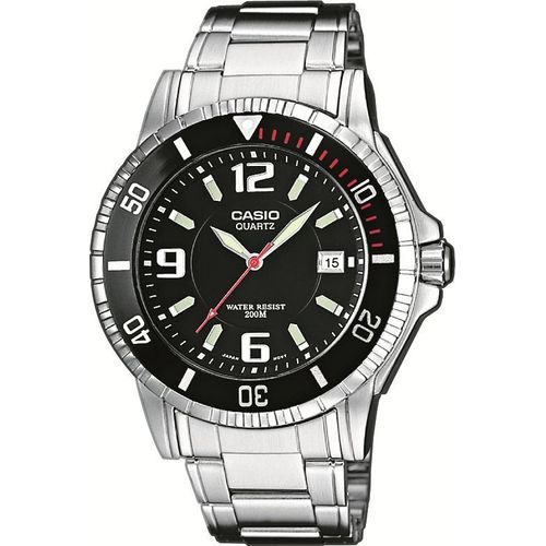 Quarzuhr, silber (silberfarben, schwarz), CASIO TIMELESS COLLECTION, Armbanduhren, Herren, Armbanduhr, Herrenuhr, Datum, bis 20 bar wasserdicht, Edelstahlarmband