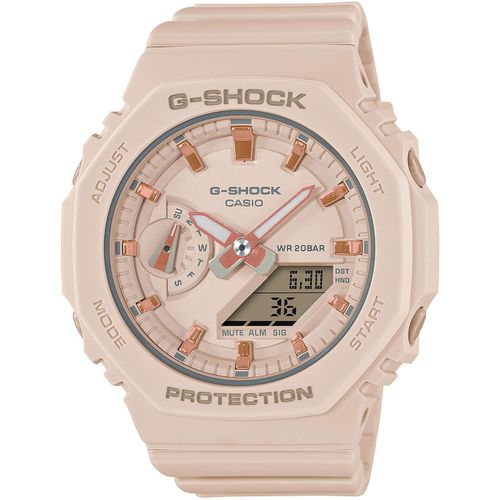Chronograph CASIO G-SHOCK, beige (rosa, rosègoldfarben), Armbanduhren, Damen, Quarzuhr, Armbanduhr, Damen, Herren, digital, bis 20 bar wasserdicht