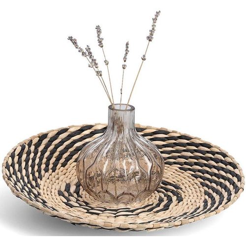 Dekoschale ZELLER PRESENT, beige (natur, schwarz), Papier, Dekoschalen, Ø 35 cm, Papiergeflecht