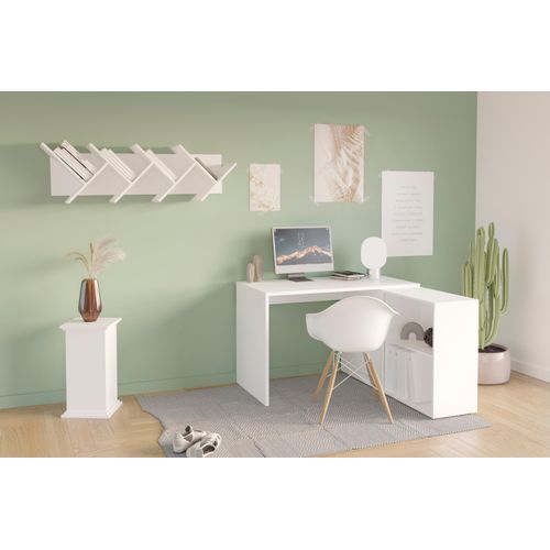 Eckschreibtisch FMD "Valley", weiß (weiß, weiß, weiß), B:118cm H:75cm T:60,5cm, Tische, Eckschreibtisch, Breite 118 cm