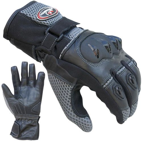Motorradhandschuhe PROANTI Gr. M, grau (grau, schwarz), Handschuhe, M, Obermaterial: 65% Rindsleder, 25% Polyester, 10% Nylon. Innenfutter: 100% Polyester, Sommer Touren