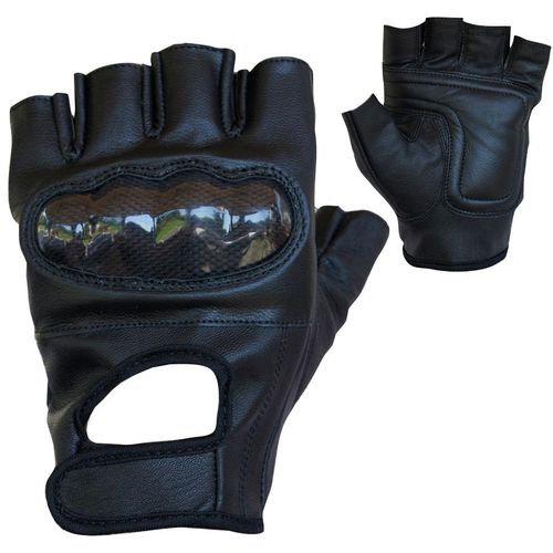 Motorradhandschuhe PROANTI Gr. S, schwarz, Handschuhe, S, Obermaterial: 100% Rindsleder. Innenfutter: 100% Polyester, fingerlose Chopper-Handschuhe aus Leder mit Protektor