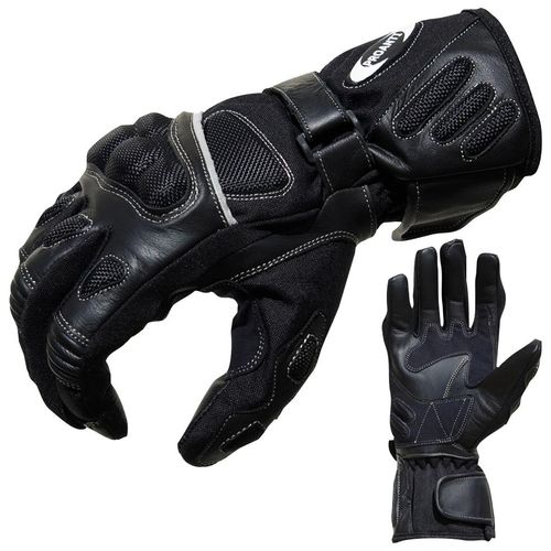 Motorradhandschuhe PROANTI Gr. L, schwarz, Handschuhe, L, Obermaterial: 60% Rindsleder, 30% Nylon, 10% Polyester. Innenfutter: 100% Polyester, aus Leder/Cordura