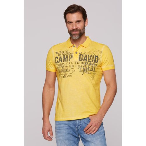 Poloshirt CAMP DAVID, Herren, Gr. XXL, gelb, Material: 100% Baumwolle, bedruckt, casual, lässig geschnitten normal, Kurzarm eingesetzt Bündchen, Shirts, aus Baumwolle