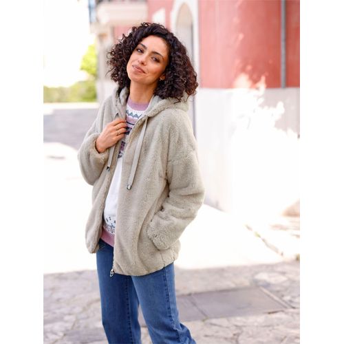 Fellimitatjacke INSPIRATIONEN, Damen, Gr. 36, grau (hellgrau), 100% Polyester, unifarben, Jacken, Topseller