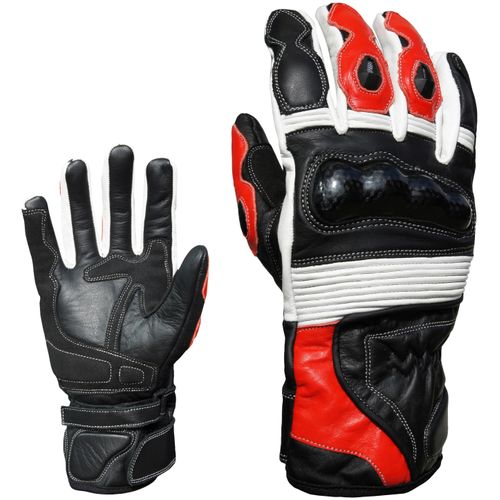 Motorradhandschuhe PROANTI Gr. L, rot (rot, weiß), Handschuhe, L, Obermaterial: 100% Rindsleder. Innenfutter: 100% Polyester, Racing, aus Leder