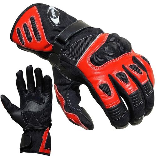 Motorradhandschuhe PROANTI Gr. XL, rot (rot, schwarz), Handschuhe, XL, Obermaterial: 60% Rindsleder, 30% Nylon, 10% Polyester. Innenfutter: 100% Polyester, aus Leder/Cordura