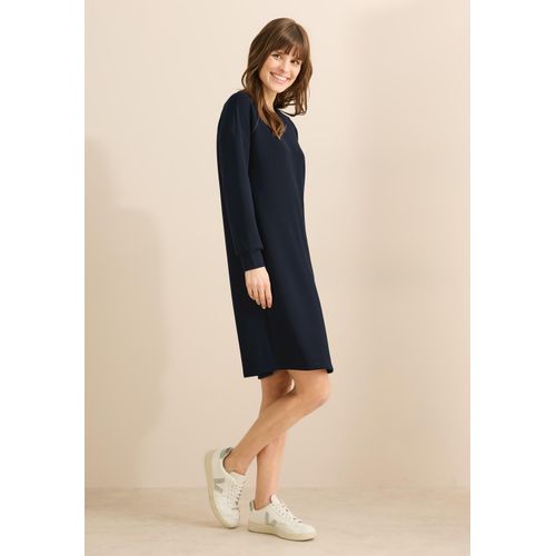 Midikleid CECIL, Damen, Gr. XS (36), US-Größen, blau (universal blau), Stoff, 48% Modal, 46% Polyester, 6% Elasthan, unifarben, casual, normal kniefrei, U-Boot-Ausschnitt, Langarm Bündchen, Kleider, knielang