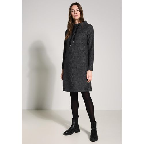 Midikleid CECIL, Damen, Gr. M (40), US-Größen, schwarz, Stoff, 82% Polyester, 17% Viskose, 1% Elasthan, unifarben, casual, normal kniefrei, hoch geschlossener Ausschnitt, Langarm Bündchen, Kleider, mit Stehkragen