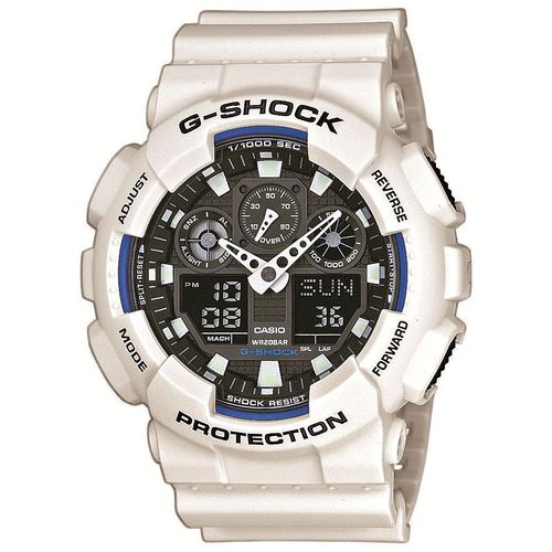 Chronograph CASIO G-SHOCK, weiß, Armbanduhren, Herren, Quarzuhr,Armbanduhr,Herrenuhr,digital, bis 20 bar wasserd.Resinarmband