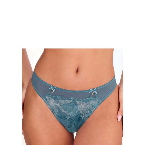String LASCANA, Damen, Gr. 36/38, blau, multicolor, Spitze, Obermaterial: 50% Polyamid, 30% Polyester, 20% Elasthan, Unterhosen, aus Mesh mit hauchzarter Stickerei