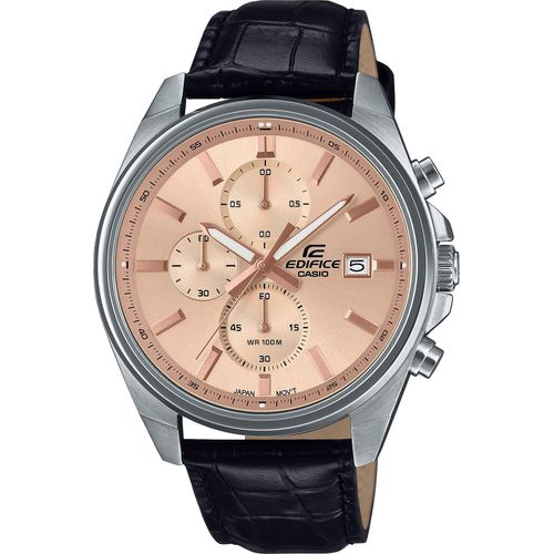 Chronograph CASIO EDIFICE, schwarz, roségoldfarben, Armbanduhren, Herren, Quarzuhr, Armbanduhr,Herrenuhr, Edelstahlarmband,bis 10bar wasserdicht