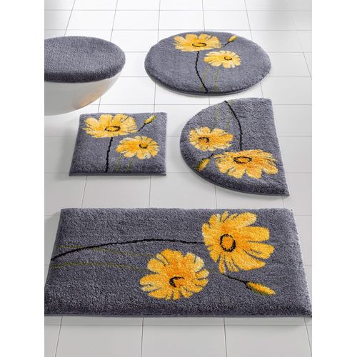 Badematte GRUND Gr. 2, grau (grau, gelb), rechteckig (50cm x 90cm),, Badematten