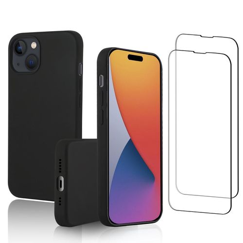 Hülle iPhone 15 und 2 schutzfolien - Silikon - Schwarz