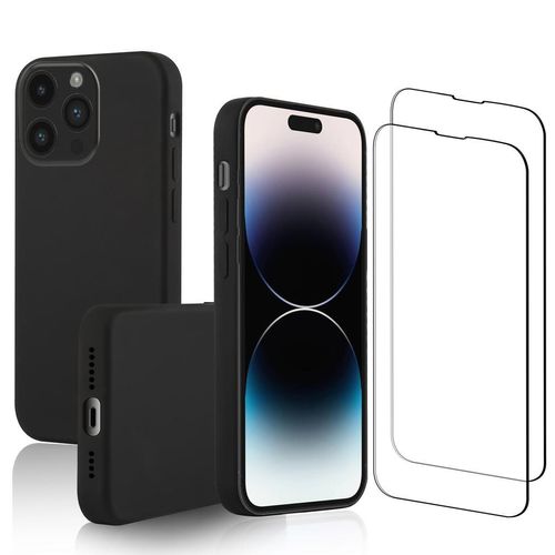 Hülle iPhone 15 Pro Max und 2 schutzfolien - Silikon - Schwarz