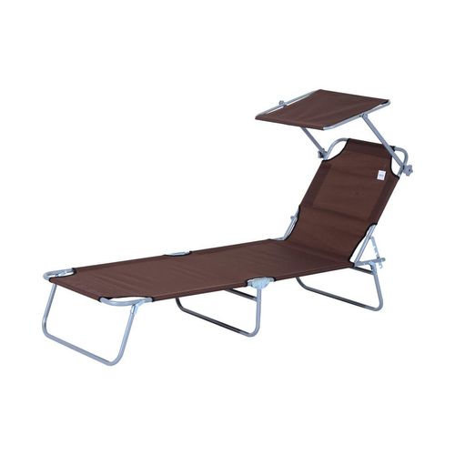 Sonnenliege klappbar mit Sonnenschutz - braun