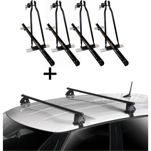 4x VDP Fahrradträger Dachfahrradträger + Dachträger VDP EVO Stahl kompatibel mit für Peugeot 208 5 Türer 2012-2019