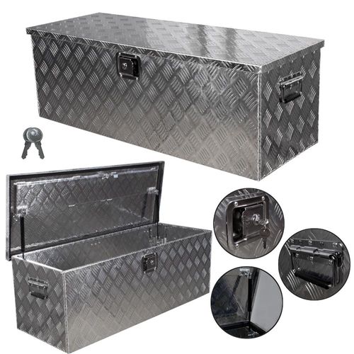 trucky Truckbox, Deichselbox Aluminium, Anhängerbox 15 Größen, Werkzeugkiste mit Schloss und Schlüssel, stabil und wasserdicht, Boxentyp:D160 (109 x 40 x 38 cm)