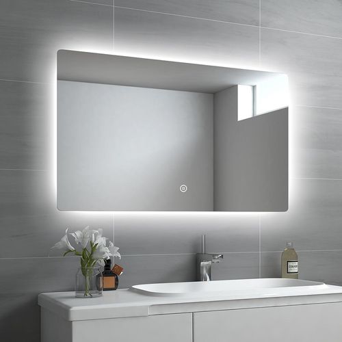 EMKE Badspiegel LED Badezimmerspiegel Wandspiegel mit Beleuchtung 100x60cm 3 Lichtfarbe Dimmbar Lichtspiegel Touchschalter Speicherfunktion Schminkspiegel