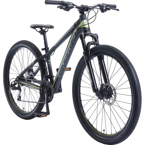 BIKESTAR Alu Mountainbike 27.5 Zoll | 21 Gang Hardtail Sport MTB 14 Zoll Rahmen Scheibenbremse Federgabel | Schwarz Grün