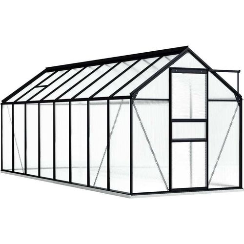 Gewächshaus mit Fundament Anthrazit Aluminium 9,31 m²