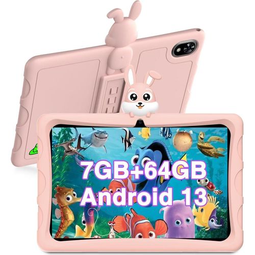 Tablet Android 13, 10 Zoll HD Augenschutz Kids Tablet, 7GB+64GB/TF 1TB Quad-Core, Kindersicherung, 5060mAh, WiFi 6, Dual-Kamera, Google GMS,Kinder-Tab