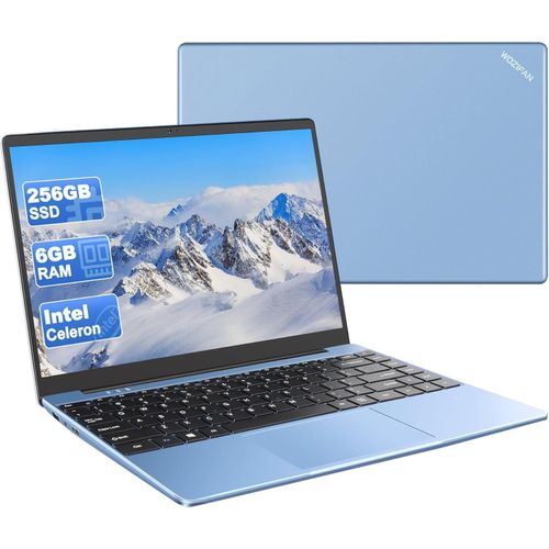 Laptop 14 Inch 256 GB SSD Extends 1TB Win 11 Notebook Intel 6GB RAM 2.4G+5G WiFi 1080 FHD Bluetooth USB HDMI with Wireless Mouse & German Silicone Key