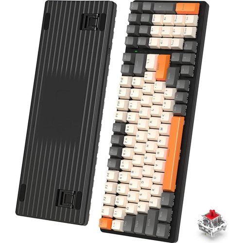 Gaming Tastatur und Maus Set + Coiled USB C Kabel, Wired 98 Tasten RGB Mechanische Tastatur Clicky Blue Switch, 6400DPI 6D RGB Ultraleichte Honeycomb