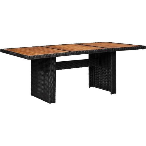 Garten-Esstisch Schwarz 200x100x74 cm Poly Rattan