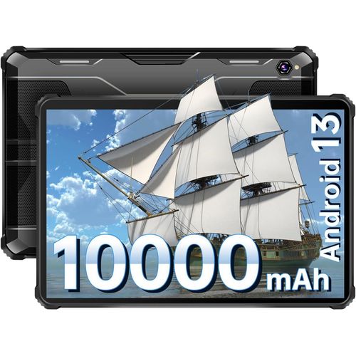 Tablet 10.1 Zoll - 10000mAh Akku 14GB(8+6) RAM + 256GB ROM (1TB Erweiterbar) Android 13 Tablet, 16MP+16MP Kamera IP68 Wasserdicht Tablet/Dual SIM