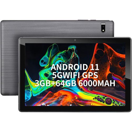 Tablet Android 11.0 Pie Tablets Octa-Core 1,6 GHz Prozessor, 3 GB RAM, 64 GB ROM, 10,1 IPS HD-Bildschirm, 5G WLAN, 128 GB Erweiterbar, GPS, Typ-C