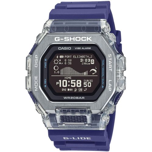 Smartwatch CASIO G-SHOCK, blau, Smartwatches, Armbanduhr, Herrenuhr, Bluetooth, Stoppfunktion, Mondphase