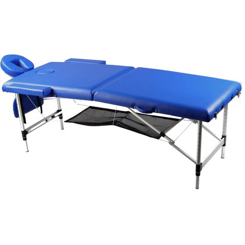 Massageliege BODY COACH, blau (blau, silberfarben), Behandlungsliegen, B/H/L: 70cm x 84,5cm x 185cm, Aluminium, Lederimitat, Polyvinylchlorid (PVC), Schaumstoff, leichtes ALU-Gestell, einfacher Transport, Tragtrasche mit Rollen, B:70cm H:84,5cm L:185cm